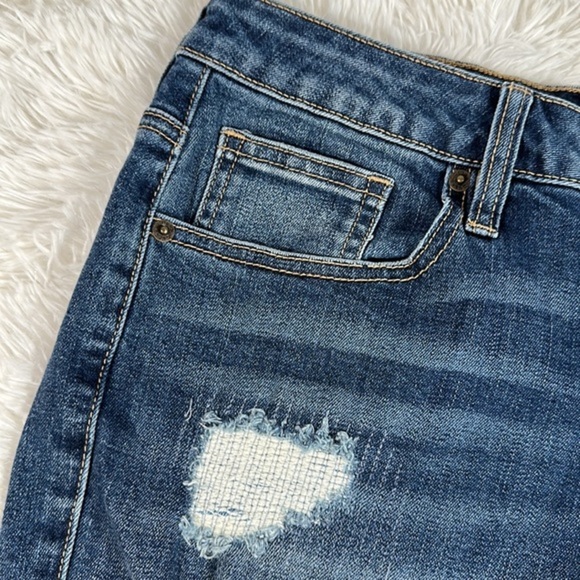 Guess Blue Distressed Cuffed Denim Shorts - Picture 3 of 8